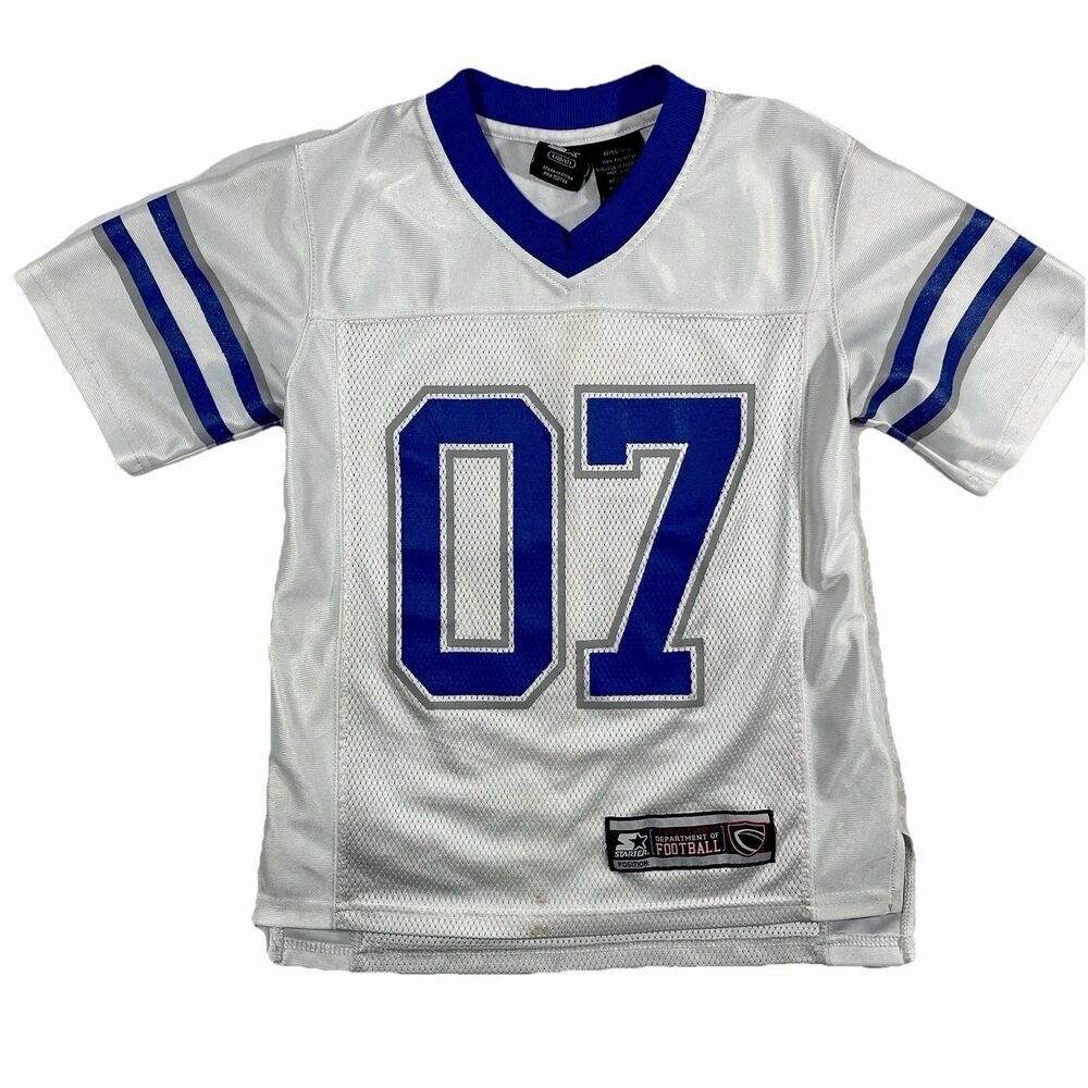 Vintage Starter Jersey Boys 10/12 Sports Mesh T-Shirt #07 Blue 90s Y2K Flawed